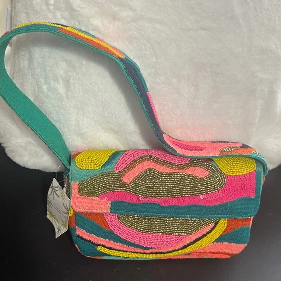 America & beyond beaded wave multi colored shoulder bag - Picture 1 of 5